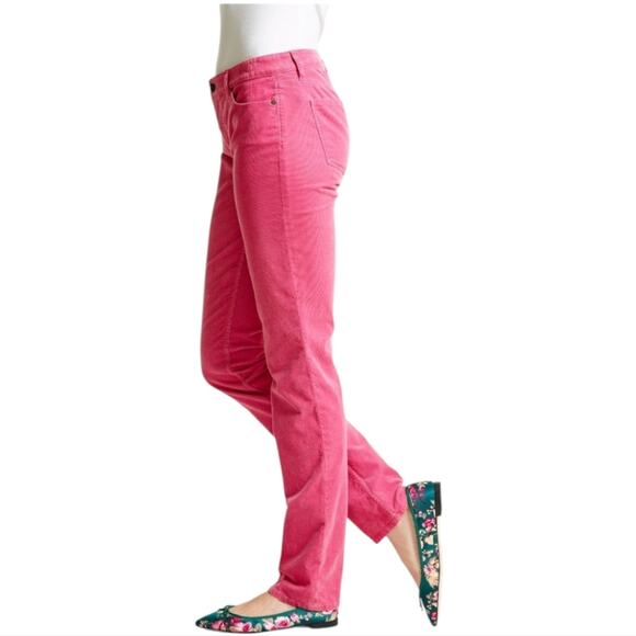 TALBOTS Raspberry Pink Straight-Leg Corduroy Stretch Pants Size 10 P Petite - Picture 2 of 9